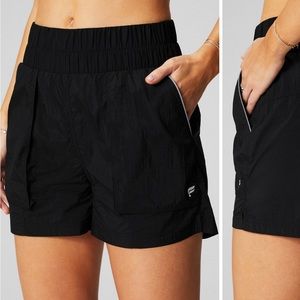 Ultra high waisted piped nylon- reflective silver